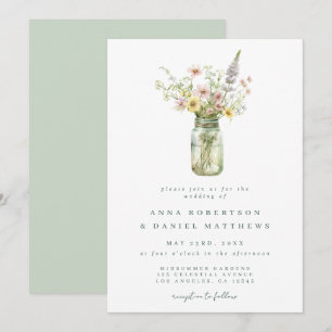Wildflower Mason Jar Wedding Invitation
