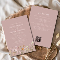 Wildflower Mauve Pink All in One QR Code Wedding