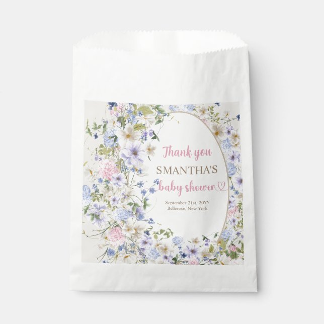 Wildflower Meadow Arch Elegant boho Floral Baby  Favour Bags (Front)