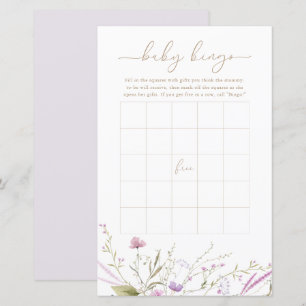 Wildflower Meadow Baby Bingo Game Card