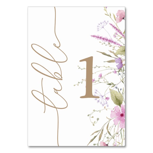 Wildflower Meadow Baby Shower Table Number (Front)