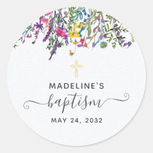 Wildflower Meadow Baptism  Classic Round Sticker