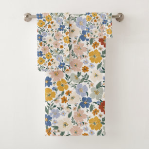 Wildflower Meadow Boho Pattern Bath Towel Set