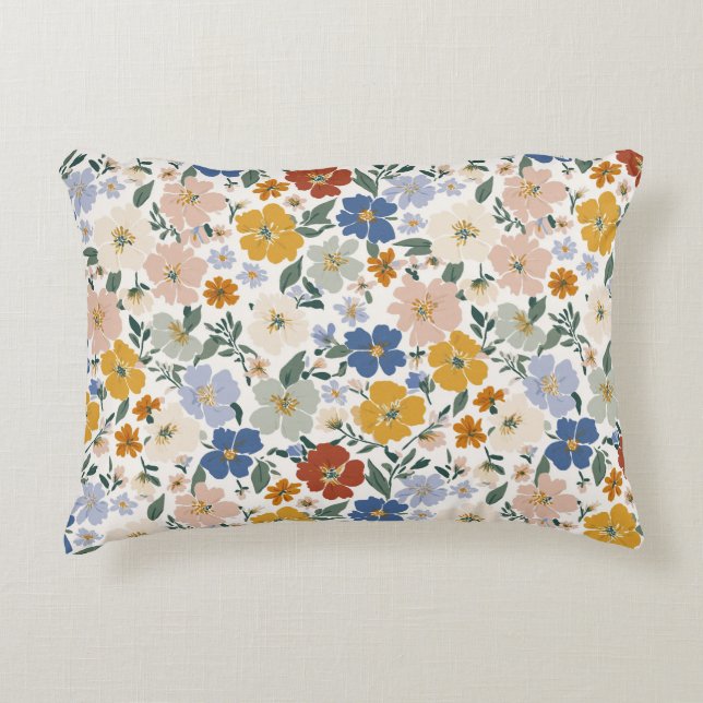 Wildflower Meadow Boho Pattern Decorative Cushion (Front)