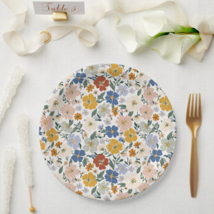 Wildflower Meadow Boho Pattern Paper Plate