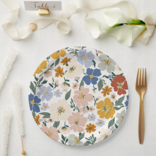 Wildflower Meadow Boho Pattern Paper Plate