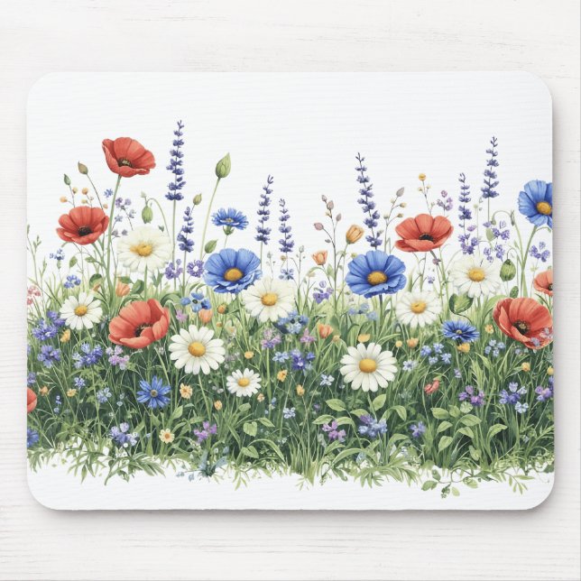 Wildflower meadow botanical garden flowers mouse mat (Front)