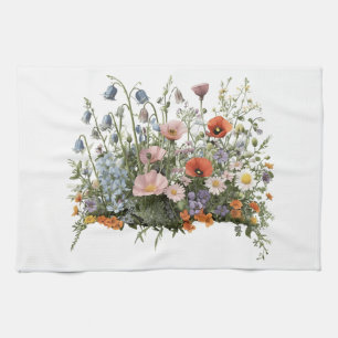 Wildflower meadow botanical garden flowers tea towel