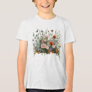 Wildflower meadow botanical garden flowers Tri-Blend shirt