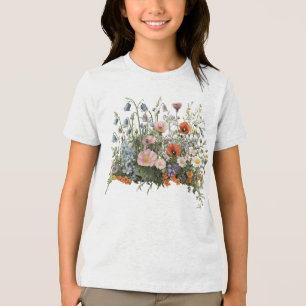 Wildflower meadow botanical garden flowers Tri-Blend shirt