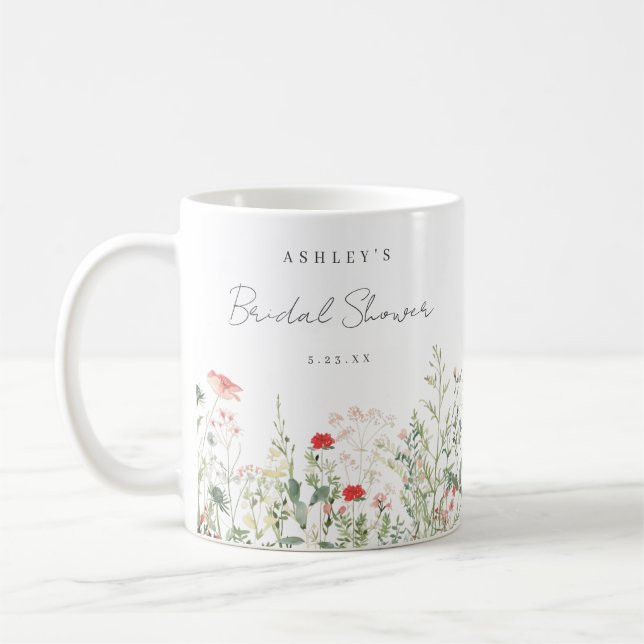Wildflower Meadow Bridal Shower Favour Coffee Mug (Left)