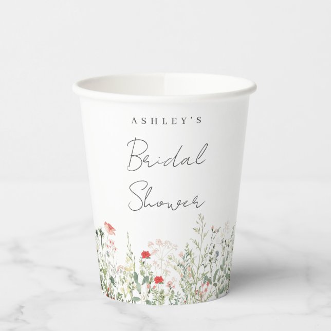 Wildflower Meadow Bridal Shower Paper Cups (Left)