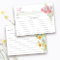 Wildflower Meadow Bridal Shower Recipe Card