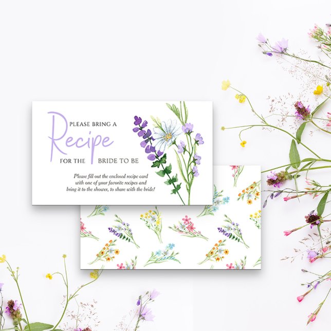 Wildflower Meadow Bridal Shower Recipe Request Enclosure Card (Creator Uploaded)