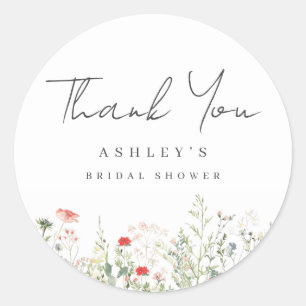 Wildflower Meadow Bridal Shower Thank You Classic Round Sticker