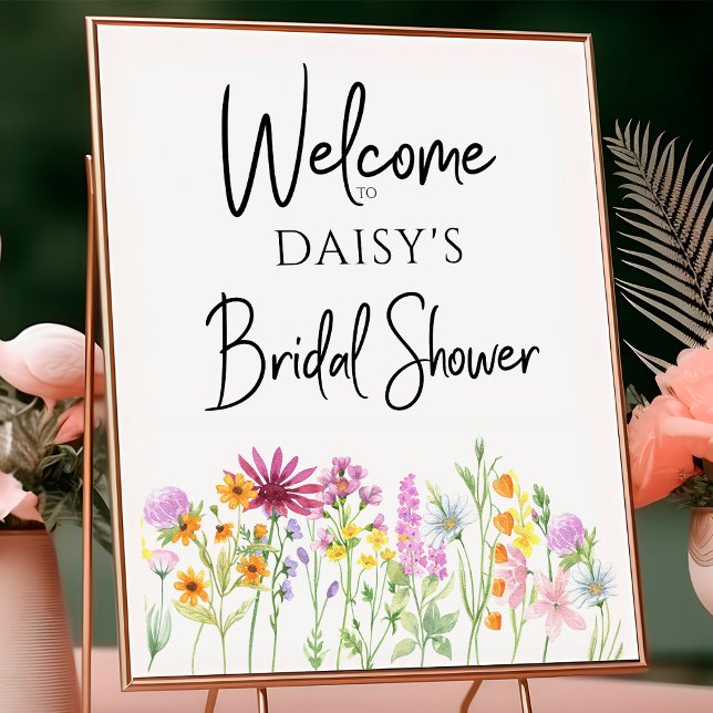 Wildflower Meadow Bridal Shower Welcome Poster (Floral Wildflower Bridal Shower welcome poster to order printed or as an instant digital download.)