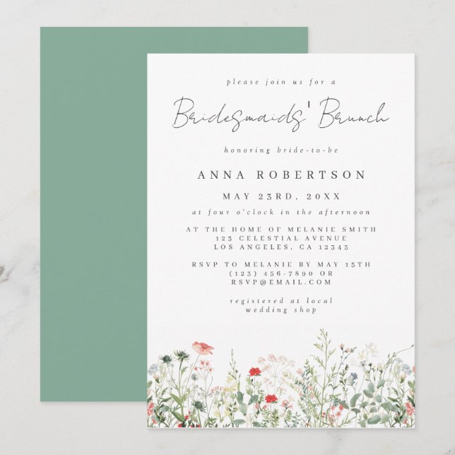 Wildflower Meadow Bridesmaids' Brunch Invitation (Front/Back)