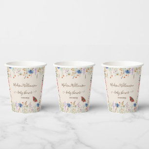 Wildflower Meadow Butterfly Baby Shower  Paper Cups
