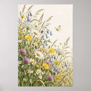 Wildflower Meadow Butterfly Botanical Wall Art