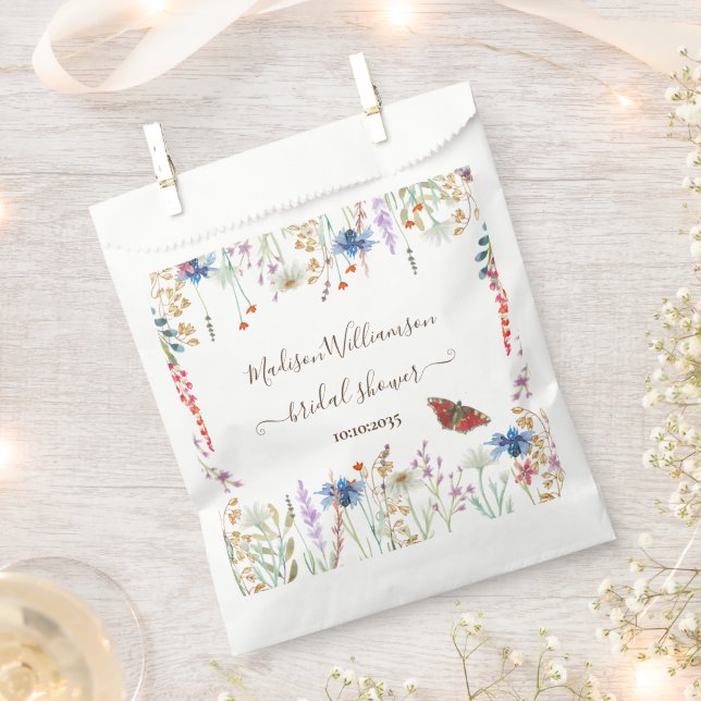 Wildflower Meadow Butterfly Bridal Shower Favour Bags (Clipped)
