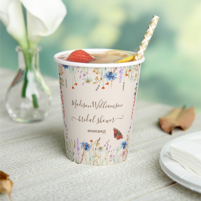 Wildflower Meadow Butterfly Bridal Shower  Paper Cups (Insitu)