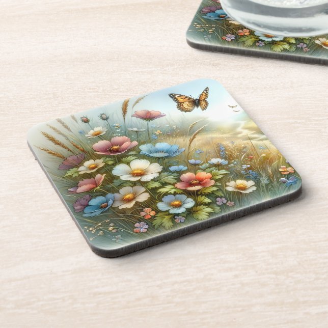Wildflower Meadow Butterfly Garden Coaster (Left Side)