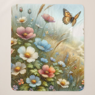 Wildflower Meadow Butterfly Garden Sherpa Blanket