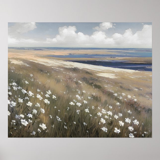 Wildflower meadow coast painting spring vintage poster (Front)