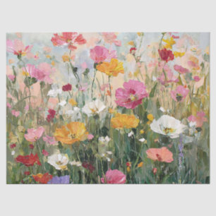 Wildflower Meadow Colorful Floral Oil Painting Tissue Paper