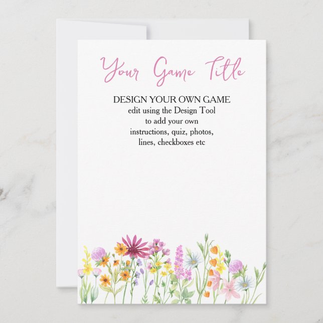 Wildflower Meadow Custom Baby Shower Game Card (Front)