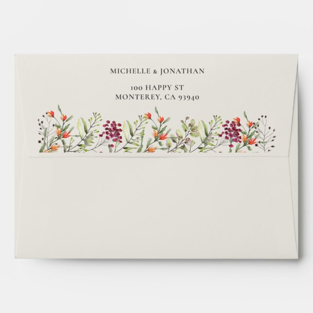Wildflower Meadow Ecru Wedding Invitation Envelope (Back (Top Flap))