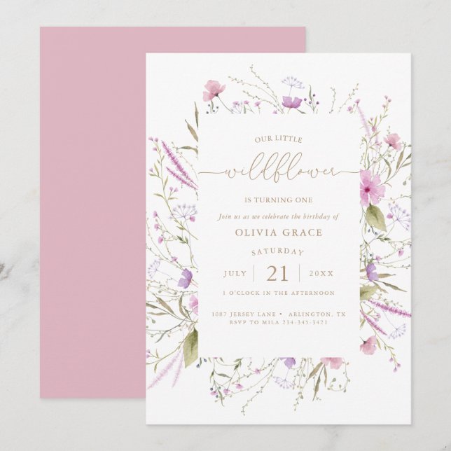 Wildflower Meadow | First Birthday Invitation (Front/Back)
