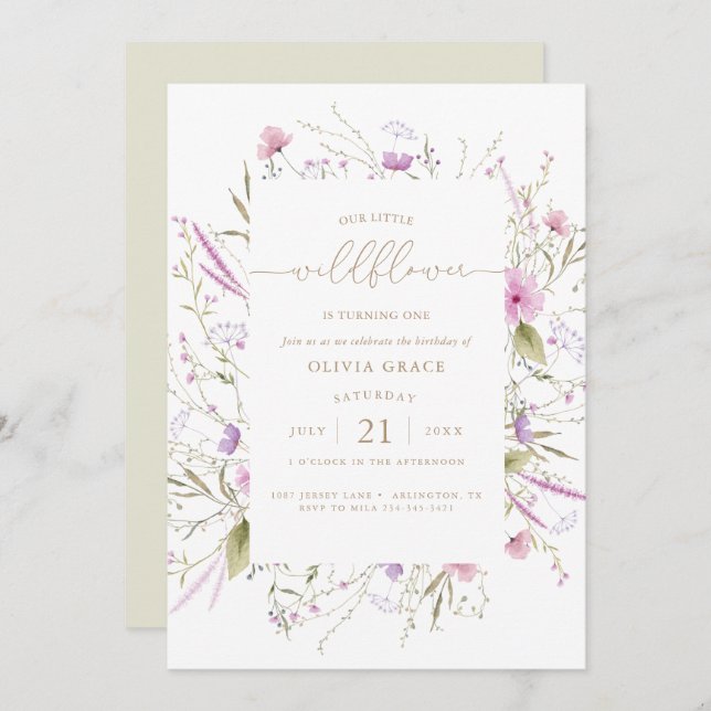 Wildflower Meadow | First Birthday Invitation (Front/Back)