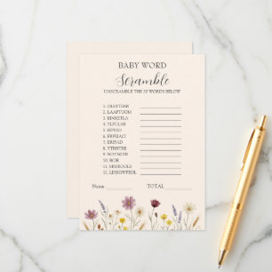Wildflower Meadow Floral Baby Shower Game Card