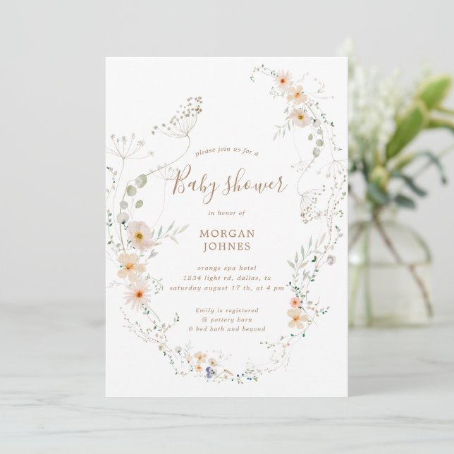 wildflower meadow floral Baby Shower Invite (Standing Front)