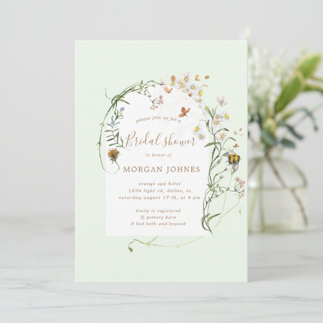 wildflower meadow floral Bridal Shower Invite (Standing Front)