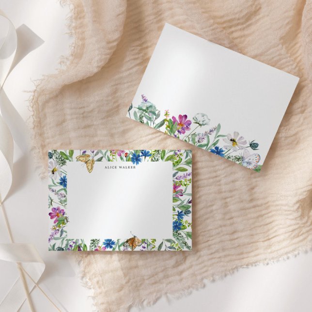 Wildflower Meadow Floral Stationery Note Card (Creator Uploaded)