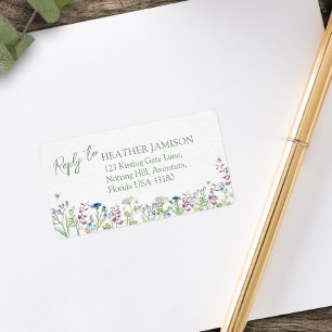 Wildflower meadow floral watercolor art wedding label