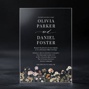 Wildflower Meadow Floral Wedding Acrylic Invitations