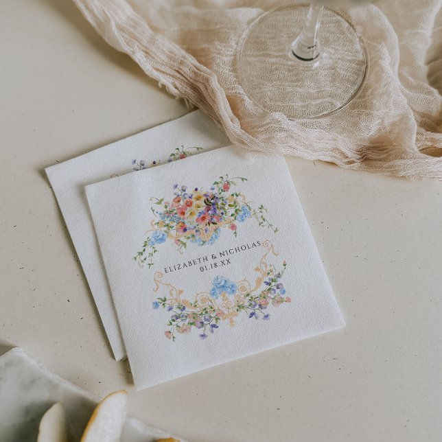 Wildflower Meadow | Floral Wedding Crest  Napkin (Creator Uploaded)
