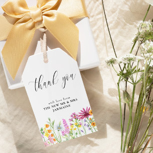 Wildflower Meadow Floral Wedding Thank You Gift Tags