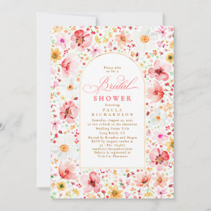 Wildflower Meadow Garden Floral Pink Bridal Shower Invitation