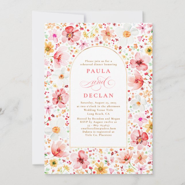 Wildflower Meadow Garden Floral Rehearsal Dinner Invitation (Front)