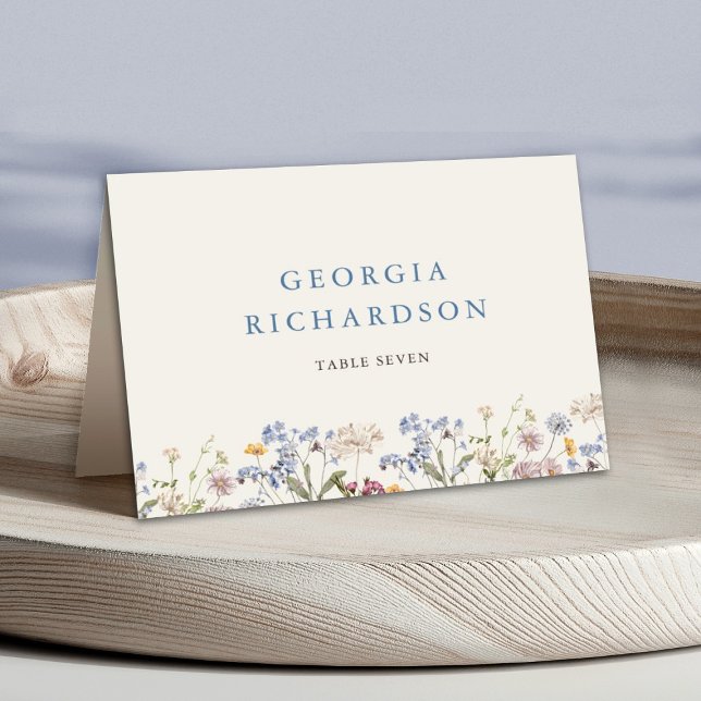 Wildflower Meadow Garden Wedding Boho Place Card (Colorful Spring Wildflower Meadow Garden Wedding guest name table number card)