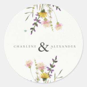 Wildflower Meadow Garden Wedding Classic Round Sticker