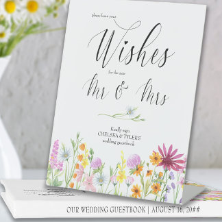 Wildflower Meadow Guestbook Wedding Pedestal Sign