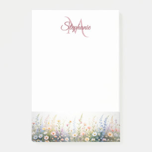 Wildflower Meadow in Bloom Name Monogram Post-it Notes