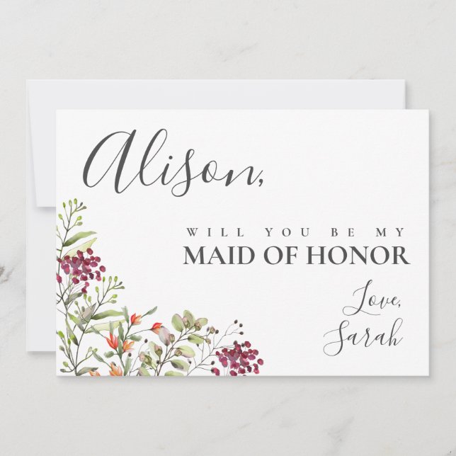 Wildflower Meadow Maid of Honour Proposal Card (Front)