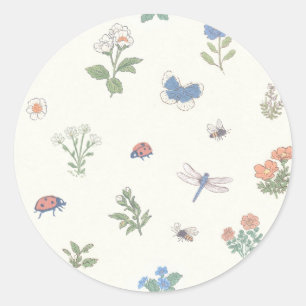 Wildflower Meadow Pattern Botanical Garden Floral Classic Round Sticker
