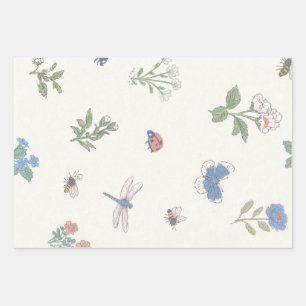 Wildflower Meadow Pattern Botanical Garden Floral Wrapping Paper Sheet